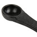 A black plastic spoon with a handle.