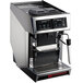 A silver and black Grindmaster espresso machine with a black handle.