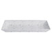 A rectangular white G.E.T. Enterprises Bugambilia marble granite tray with black specks.