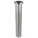 A stainless steel San Jamar cup dispenser with a black top.