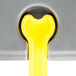A yellow plastic handle on a grey metal Continental Dunnage Rack.