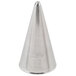 A silver metal Ateco closed star piping tip with a cone shape.
