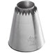 A silver metal Ateco Sultan cone piping tip with a star-shaped design.