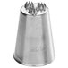 A silver stainless steel Ateco Triple Star piping tip.