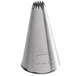 A silver metal cone-shaped Ateco French star piping tip with a logo.