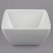 A white square G.E.T. Enterprises Bugambilia resin-coated aluminum bowl.