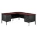 A Hirsh Industries charcoal corner pedestal desk kit with two drawers.