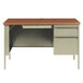 A Hirsh Industries single pedestal desk with a drawer.