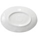 An oval white melamine plate with a round edge.