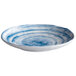 An Elite Global Solutions Van Gogh navy and white oval melamine plate with swirls on it.