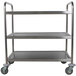 A stainless steel Choice utility cart with three shelves.