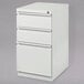 Hirsh Industries 19353 White Mobile Pedestal Letter File Cabinet with 2 Box Drawers and 1 File Drawer - 15" x 19 7/8" x 27 3/4" Main Thumbnail 1