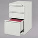 Hirsh Industries 19353 White Mobile Pedestal Letter File Cabinet with 2 Box Drawers and 1 File Drawer - 15" x 19 7/8" x 27 3/4" Main Thumbnail 2