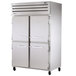 A True Spec Series heated holding cabinet with two solid half doors.