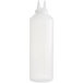 A white plastic Vollrath squeeze bottle with a white lid and two tips.