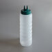 A clear plastic Vollrath squeeze bottle with a green Twin Tip lid.