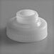 A white plastic cap with a wide mouth nozzle.