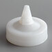 A clear plastic Vollrath bottle cap with a wide, single tip.