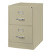 A Hirsh Industries putty two-drawer vertical legal file cabinet.