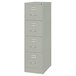 A Hirsh Industries gray file cabinet with four drawers.