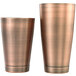 Two Barfly copper cocktail shakers on a white background.