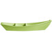 A lime green G.E.T. Enterprises Bugambilia deep boat with dividers.