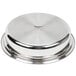 A Vollrath stainless steel food pan with a round metal lid.