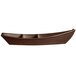 A brown boat-shaped G.E.T. Enterprises Bugambilia deep boat with dividers.