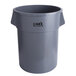 Lavex Janitorial 55 Gallon Gray Round Commercial Trash Can Main Thumbnail 3