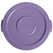 A close-up of a Lavex purple plastic lid with handles.