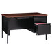 A black and brown Hirsh Industries single pedestal desk with a drawer and file cabinet.