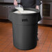 Lavex Janitorial 55 Gallon Black Round Commercial Trash Can Main Thumbnail 4