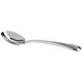 A Oneida Acclivity stainless steel bouillon spoon with a silver handle and spoon.