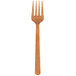 An American Metalcraft bronze cold meat fork with a wooden handle.