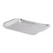 A Tablecraft stainless steel rectangular serving tray with handles.