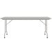 A rectangular gray granite Correll folding table with a gray metal frame.