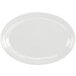 A white oval Fiesta china platter with a rim.