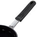 A black anodized aluminum sauce pan with a black handle.