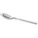 An Oneida stainless steel serving spoon with a handle.