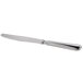 A close-up of a Oneida Titian stainless steel table knife with a silver handle.