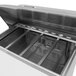 A Turbo Air stainless steel refrigerated sandwich prep table with a lid open.