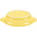 A yellow Fiesta oval casserole dish with a white interior and rim.