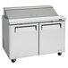 A Turbo Air M3 Series stainless steel sandwich prep table with two doors.