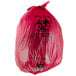 33 Gallon 33" x 40" Red Isolation Infectious Waste Bag / Biohazard Bag Linear Low Density 1.2 Mil - 100/Case Main Thumbnail 1