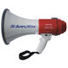 An Amplivox Mity-Meg megaphone with a red and white handle.