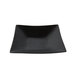 A black resin-coated square aluminum fruit bowl with a textured finish.