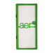 A close-up of a Holmes aer1 Allergen Remover HEPA air purifier filter with a green logo.