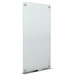 A Quartet Infinity white glass dry-erase board with a black border.