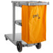 Lavex Janitorial Gray Cleaning Cart / Janitor Cart with 3 Shelves and Vinyl Bag Main Thumbnail 4