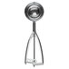 A Vollrath stainless steel ice cream scooper with a round ball on the end and a squeeze handle.